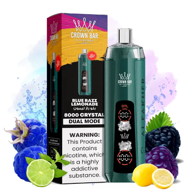 Al Fakher Crystal Dual Pro 8000 Blue Razz Lemonade – Einweg Vape E-Shisha 8000 Züge