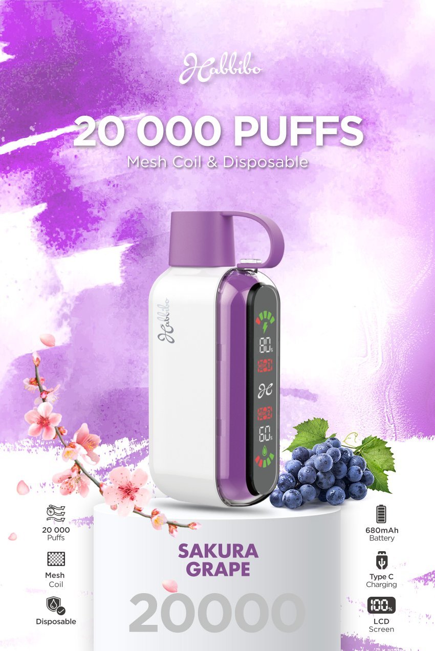 Habbibo 20K Sakura Grape – Einweg Vape E-Shisha 20.000 Züge, 20mg Nikotin | Magic Puff
