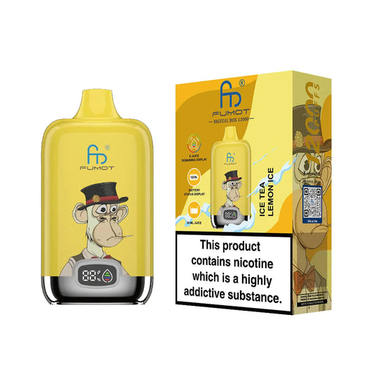 RandM Tornado 12000 Ice Tea Lemon Ice  – Einweg E-Zigarette, 12.000 Puffs, 20mg, 20ml, Wiederaufladbar, Digital Display